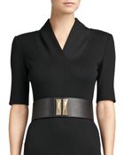 St. John Wide Leather Waist Belt - Lyst