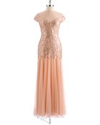 Tadashi Shoji Illusion Neckline Sequin Gown - Lyst