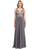 Sue Wong Embroidered Bodice Long Dress - Lyst