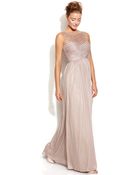 Ivanka Trump Sleeveless Metallic Illusion Gown - Lyst
