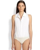 Donna Karan New York Collared Sleeveless Bodysuit - Lyst