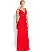 La Femme Sequined Lace-Detail Gown - Lyst