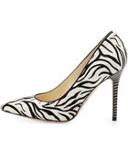 Brian Atwood Zebra Calf-Hair Point-Toe Pump - Lyst