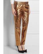 Isabel Marant Becka Metallic Leather Tapered Pants - Lyst