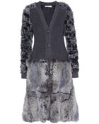 Nina Ricci Wool And Fur Cardigan - Lyst
