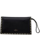 Valentino Black Rockstud Leather Clutch Bag - Lyst