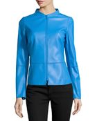 Lafayette 148 New York Moto Seamed Leather Jacket - Lyst