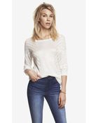 Express Relaxed Pointelle Knit Hi-Lo Hem Sweater - Lyst