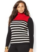 Lauren by Ralph Lauren Plus Striped Turtleneck Sweater - Lyst