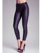 Bebe Faux Leather Front Leggings - Lyst