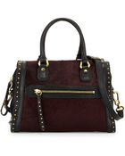 Oryany Brenda Studded Calf-Hair Satchel Bag - Lyst
