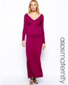 Asos Maternity Exclusive Maxi Dress With Sleeve - Lyst