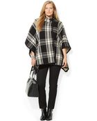 Lauren by Ralph Lauren Plus Size Wool-blend Plaid Poncho - Lyst