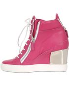 Giuseppe Zanotti 90Mm Tumbled Leather Wedge Sneakers - Lyst