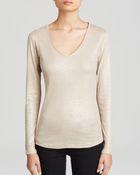 Majestic Metallic V-Neck Tee - Lyst