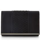 La Regale Black Satin Flap Clutch - Lyst