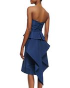 Monique Lhuillier Strapless Peplum Cocktail Dress - Lyst