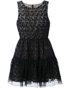 RED Valentino Embroidered Pleated Dress - Lyst