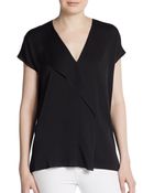 Vince Stretch Silk Asymmetrical Draped-Panel Top - Lyst
