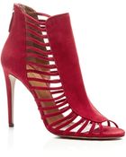 Aquazzura Follow Me Suede Cage Ankle Boots - Lyst