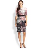 Teri Jon Floral Contrast-Insert Dress - Lyst