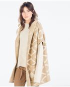 Zara Jacquard Hooded Three Quarter Length Coat - Lyst