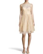 Theia Metallic Lace Illusion Party Dress - Lyst