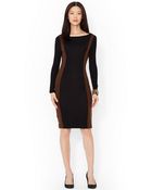 Lauren by Ralph Lauren Petite Color Blocked Wool Dress - Lyst