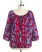 Vintage America Printed Cotton Peasant Top - Lyst