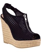Steve Madden Olivvia Wedge Espadrille Black Suede - Lyst