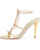 Giuseppe Zanotti Crystal Fishbone Metallic Sandal - Lyst