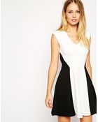Asos Sleeveless Skater Dress In Color Block Texture - Lyst