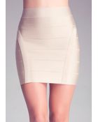 Bebe Banded Metallic Mini Skirt - Lyst