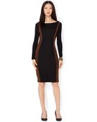Lauren by Ralph Lauren Color Blocked Wool Dress - Lyst