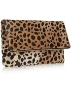 Clare V. Leopard-Print Calf Hair Clutch - Lyst