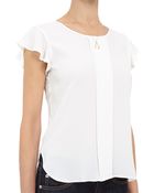 Barneys New York Ruffle Cap-Sleeve Blouse - Lyst