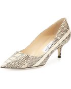 Jimmy Choo Aza Snakeskin Pointy Kitten Heel Pump - Lyst