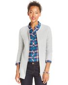 Tommy Hilfiger Chevron-Print Zippered Boyfriend Cardigan - Lyst