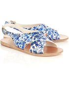 Ancient Greek Sandals Blue Leather Eyes Print Sandals - Lyst