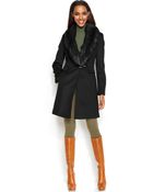 Ivanka Trump Faux-Fur-Collar Buckled Walker Coat - Lyst