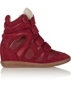 Isabel Marant Burt Suede And Leather Wedge Sneakers - Lyst