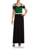 Calvin Klein Striped Belted Maxi Dress - Lyst