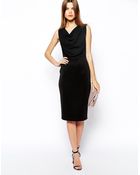 Asos Pencil Dress With Cowl Neck - Lyst