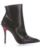 Christian Louboutin Black Leather 'Willetta 100' Spiked Trim Ankle Booties - Lyst