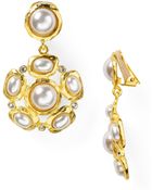 Kenneth Jay Lane Faux-Pearl Clip On Earrings - Lyst