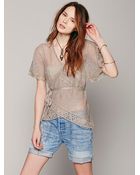 Free People Short Sleeve Wrap Sweater - Lyst