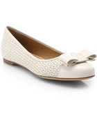 Ferragamo Varina Perforated Leather Ballet Flats - Lyst