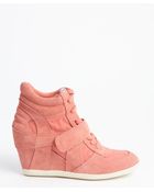 Ash Peach Suede And Canvas Wedge Heel High Top Sneakers - Lyst
