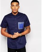 Asos Shirt In Short Sleeve With Heat Seal Pocket Detail - Lyst