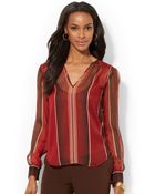 Lauren by Ralph Lauren Petite Sheer Striped Top - Lyst